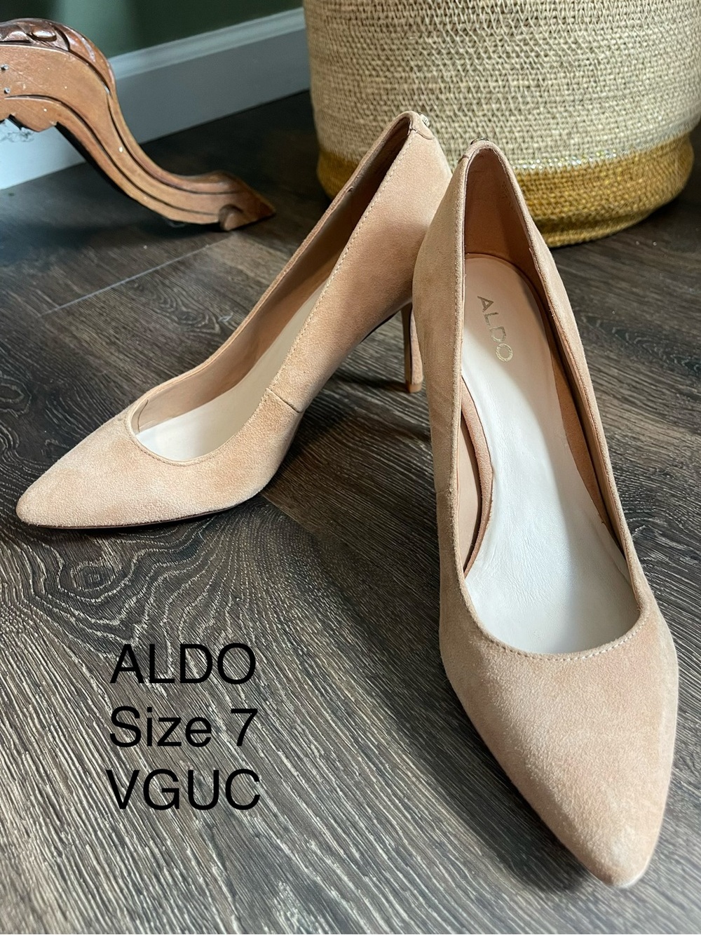 ALDO Beige Suede Pointed-Toe Heels